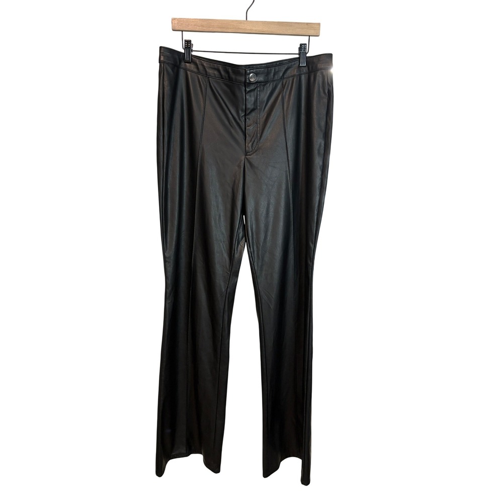 Wild Fable Black Faux Leather Seamed Front Pants Size 14 High Rise Straight Leg